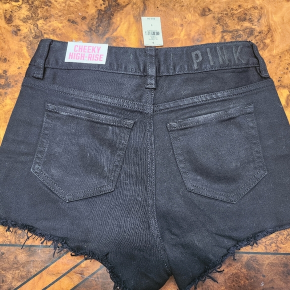NWT Victorias Secret PINK bling black denim shorts Sz 0 - Picture 2 of 7